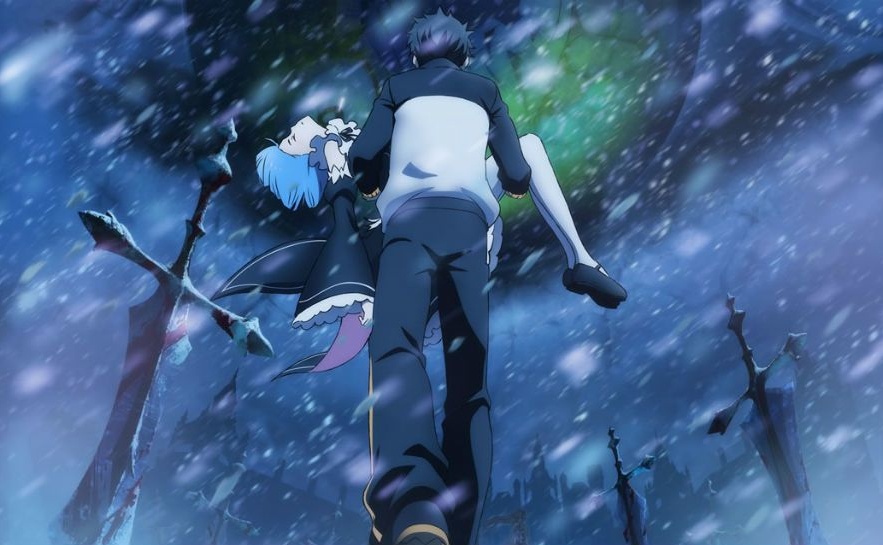 Anime boy walking holding a girl